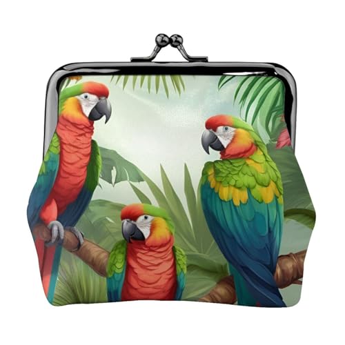Vielseitige Münzbörse mit Papageienvögeln und tropischem Baumdruck, exquisite Mini-Geldbörse, niedlicher Kleingeldbeutel für jeden Anlass von Bkdogkt