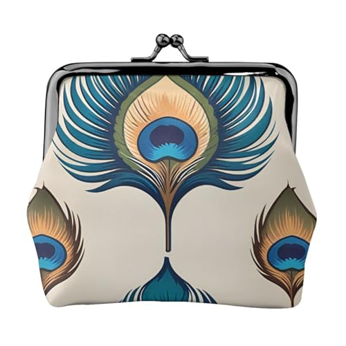 Vielseitige Münzbörse mit Pfauenfeder-Druck, exquisite Mini-Geldbörse, niedliches Kleingeldfach für jeden Anlass von Bkdogkt