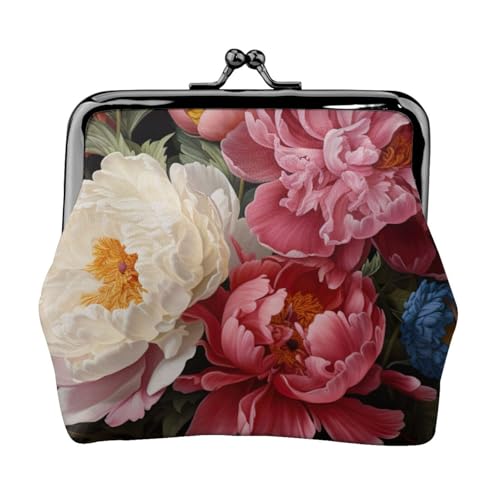 Vielseitige Münzbörse mit Pfingstrosen-Motiv, exquisite Mini-Geldbörse, niedliches Kleingeldfach für jeden Anlass von Bkdogkt
