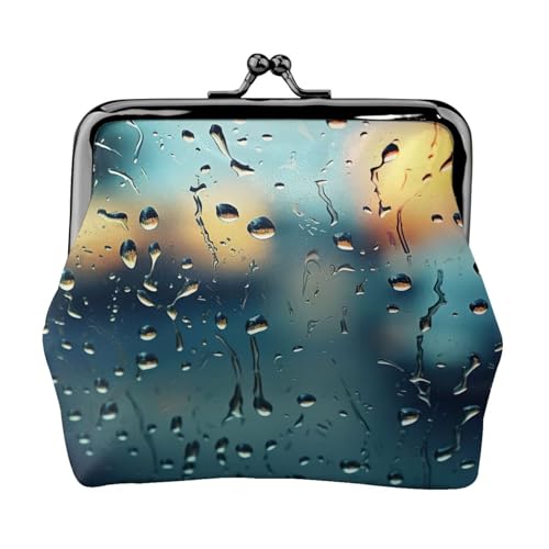 Vielseitige Münzbörse mit Regentropfen auf Glasdruck, exquisite Mini-Geldbörse, niedlicher Kleingeldbeutel für jeden Anlass von Bkdogkt
