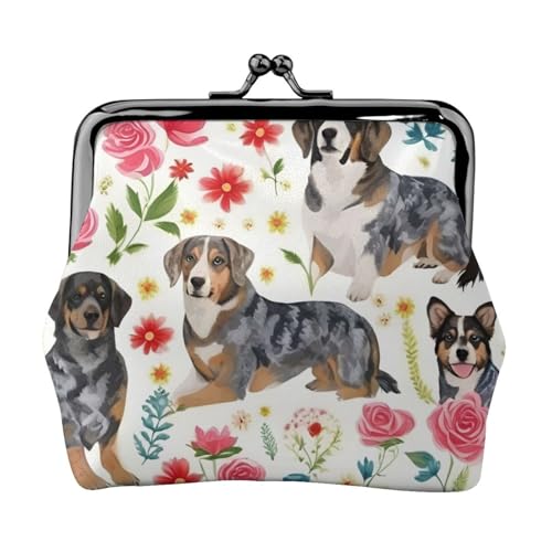 Vielseitige Münzbörse mit Rinderhund, Blumendruck, exquisite Mini-Geldbörse, niedliches Kleingeldfach für jeden Anlass Vielseitige Münzbörse mit Rinderhund, Blumendruck, exquisite Mini-Geldbörse, niedliches Kleingeldfach für jeden Anlass von Bkdogkt