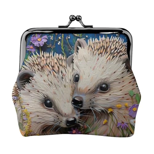 Vielseitige Münzbörse mit floralem Igel-Druck, exquisite Mini-Geldbörse, niedliches Kleingeldfach für jeden Anlass von Bkdogkt