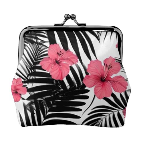 Vielseitige Münzbörse mit rotem Hibiskusdruck, exquisite Mini-Geldbörse, niedlicher Kleingeldbeutel für jeden Anlass von Bkdogkt
