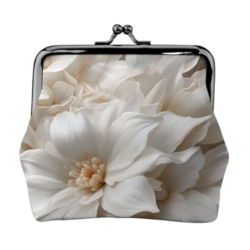 Vielseitige Münzbörse mit weißem Blumendruck, exquisite Mini-Geldbörse, niedliche Kleingeldtasche für jeden Anlass von Bkdogkt
