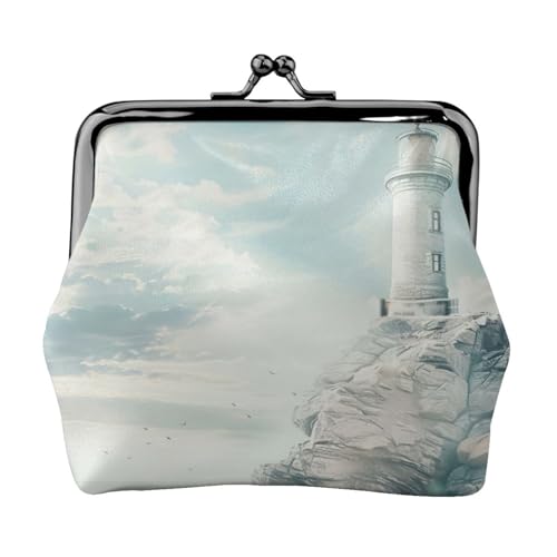 Vielseitige Münzgeldbörse mit Leuchtturm-Hintergrund, exquisite Mini-Geldbörse, niedliche Kleingeldtasche für jeden Anlass von Bkdogkt