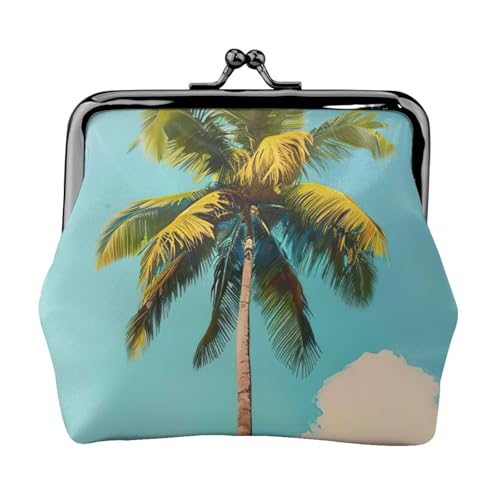 Vielseitige Münzgeldbörse mit Palmen-Druck, exquisite Mini-Geldbörse, niedliche Kleingeldtasche für jeden Anlass von Bkdogkt