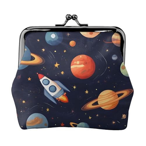 Vielseitige Münzgeldbörse mit Weltraumplaneten-Druck, exquisite Mini-Geldbörse, niedliche Kleingeldtasche für jeden Anlass von Bkdogkt