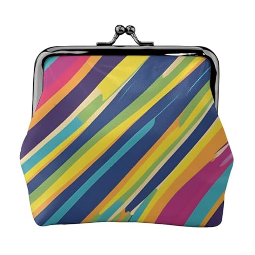Vielseitige Münzgeldbörse mit buntem Streifendruck, exquisite Mini-Geldbörse, niedliche Kleingeldtasche für jeden Anlass von Bkdogkt