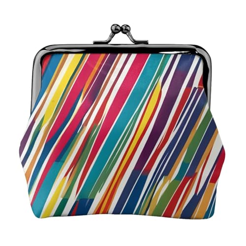 Vielseitige Münzgeldbörse mit farbigem Streifendruck, exquisite Mini-Geldbörse, niedliche Kleingeldtasche für jeden Anlass von Bkdogkt
