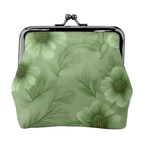 Vielseitige Münzgeldbörse mit grünem Blumendruck, exquisite Mini-Geldbörse, niedliche Kleingeldtasche für jeden Anlass von Bkdogkt