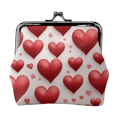Vielseitige Münzgeldbörse mit rotem Herzmuster, exquisite Mini-Geldbörse, niedlicher Kleingeldbeutel für jeden Anlass von Bkdogkt