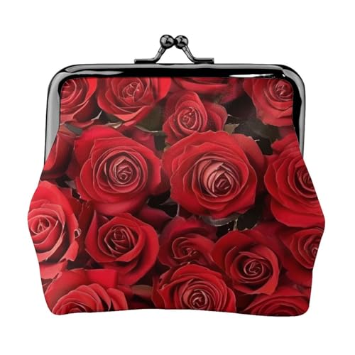 Vielseitige Münzgeldbörse mit rotem Rosen-Druck, exquisite Mini-Geldbörse, niedlicher Kleingeldbeutel für jeden Anlass von Bkdogkt