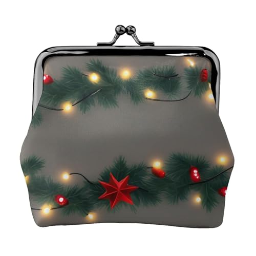 Weihnachtsgirlande mit Lichterdruck, vielseitige Münzbörse, exquisite Mini-Geldbörse, niedlicher Kleingeldbeutel für jeden Anlass von Bkdogkt