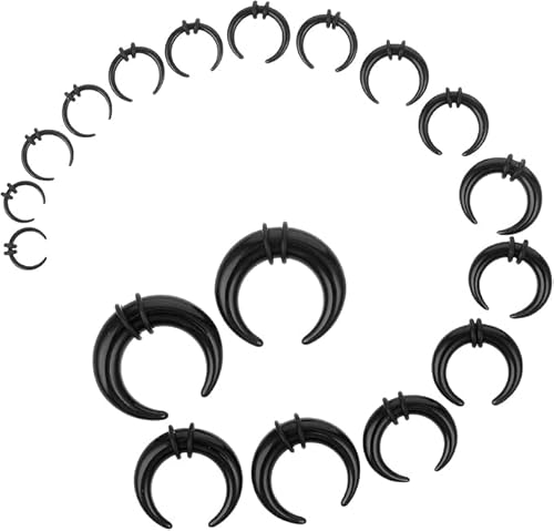 Bkemkri 18 Stück Diaphragma Piercing Acryl Klammer Kegel C-Form Piercing Nase Ring Diaphragma Ring schwarz weichen Film elastische Set Piercing Schmuck Nase & Ohren Fits weibliche Mädchen von Bkemkri