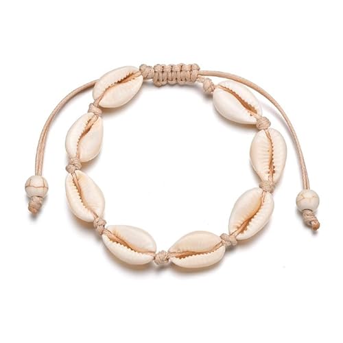 Bkemkri 3 Stück Muschelarmband Muscheln Fußkettchen, Natürliche Muschel Armband Fußkette Verstellbare Muschel-Armbänder Fußkettchen, Unisex Hawaiian Style Armband Handgemacht Knöchel Schmuck von Bkemkri