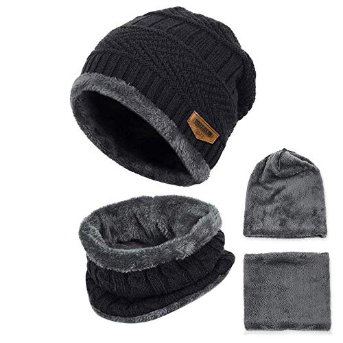 Beanie Strickmütze und Schal Fleecefutter Wintermütze Herren Damen Warmem Winter Mütze Schal Set für drinnen und Draussen Sport von Bkrdty