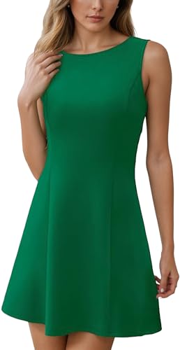 Damen Kleider Sommerkleid Damen Ärmelloses Einfarbige Strandkleid A Linien Kleid Kurz Modestil Club Partykleid Dresses for Women(Grün,XXL) von Bkul