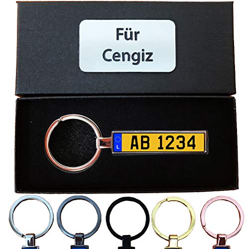 Bl4ckPrint B4P Schlüsselanhänger Kennzeichen Luxemburg Nummernschild Auto KFZ Individuell als Geschenk Für Autoliebhaber Autofans Männer Mini mit Namen personalisiert von Bl4ckPrint
