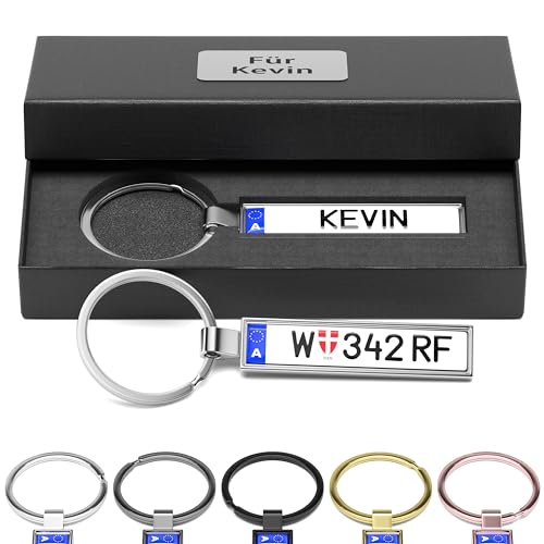Bl4ckPrint B4P Schlüsselanhänger Kennzeichen Österreich AT Nummernschild Auto KFZ als Geschenk Für Autoliebhaber Autofans Männer mit Namen personalisiert von Bl4ckPrint