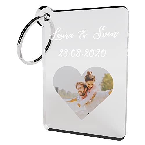 Bl4ckPrint - Foto Schlüsselanhänger Personalisiert mit eigenm Foto und Wunschtext Acrylglas Personalisiertes Geschenk Fotogeschenk für Frauen und Männer von Bl4ckPrint
