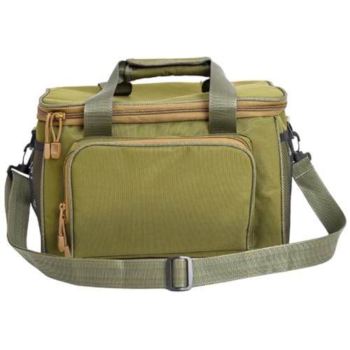 Blablablalu Angelsack 14.2x8.7x9.1 Große Leinwand Mehrfach-Pocket tragbarer Fischerei-Tackle-Beutel mit Handlae und verstellbarem Schultergurt für die Reichweite im Freien von Blablablalu