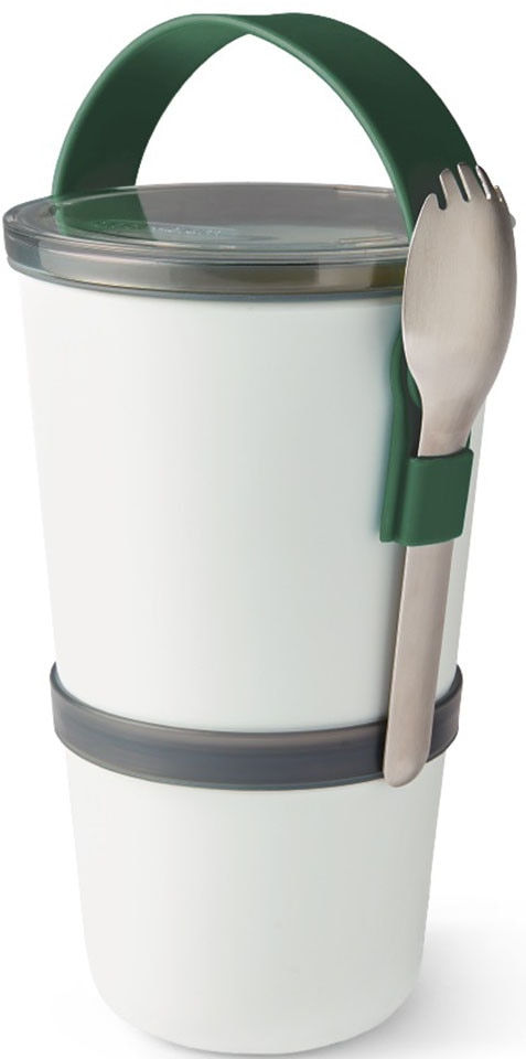 black+blum Lunchbox Set, 1 Stk. tlg. 2-in-1, mit Tragegurt und Göffel (Gabel-Löffel-Kombination), 900 ml von Black+Blum