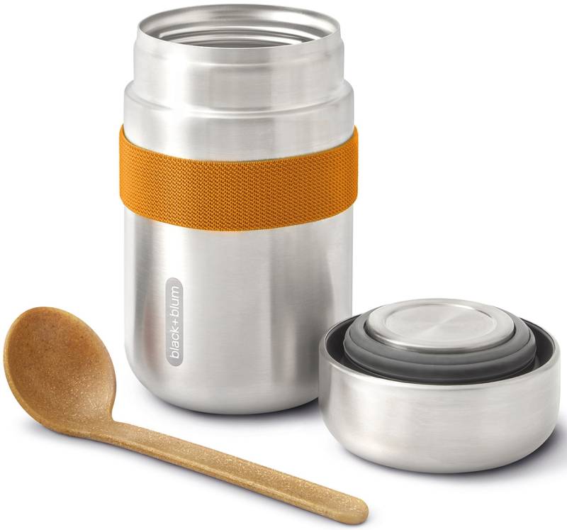 black+blum Thermobecher "Food Flask" hält Speisen lange heiß, auslaufsicher, inkl. Löffel, 400 ml von Black+Blum