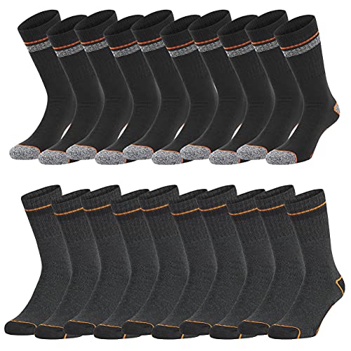 Black+Decker Crew Work Socks Unisex Herren Damen Arbeitssocken Regular Socken 10er Pack 39-42 43-46 47-49 50-52 Baumwolle Schwarz Grau Wadenlang, Größe:39-42, Farbe:Farbmix 4 von Black+Decker