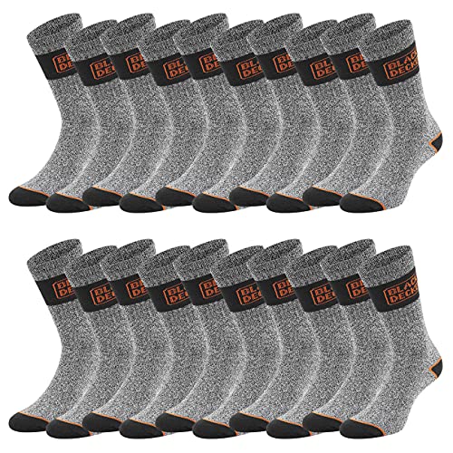 Black+Decker Crew Work Socks Unisex Herren Damen Arbeitssocken Regular Socken 10er Pack Baumwolle Wadenlang, Größe:39-42, Farbe:Grey Melange (TEKA) von Black+Decker