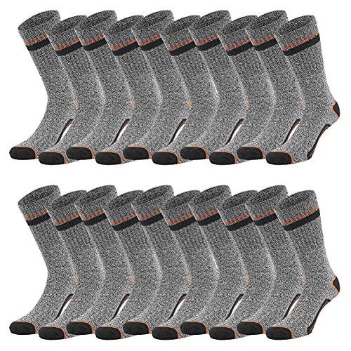 Black+Decker Crew Work Socks Unisex Herren Damen Arbeitssocken Regular Socken 10er Pack Baumwolle Wadenlang, Größe:43-46, Farbe:Grey Melange (DEKA) von Black+Decker