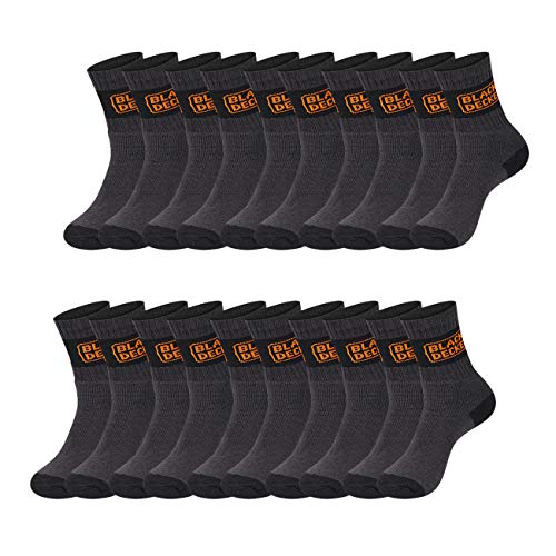 Black+Decker Herren Socken Heavy Fabric Crew 10er Pack Unisex Work Sport Arbeitssocken 39-42 43-46 47-49 50-52 Verstärkte Baumwolle Schwarz Grau, Größe:50-52, Farbe:10 Paar Grey/Grey von Black+Decker