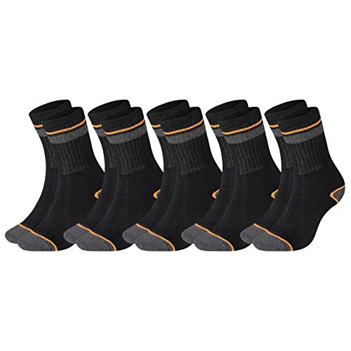 Black+Decker Herren Socken Heavy Fabric Crew 5er Pack Unisex Work Sport Arbeitssocken 39-42 43-46 47-49 50-52 Verstärkte Baumwolle Schwarz Grau, Größe:47-49, Farben:5 Paar Grey/Black von Black+Decker