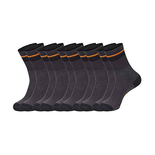 Black+Decker Herren Socken Heavy Fabric Crew 5er Pack Unisex Work Sport Arbeitssocken 39-42 43-46 47-49 50-52 Verstärkte Baumwolle Schwarz Grau, Größe:50-52, Farbe:5 Paar Black/Grey von Black+Decker