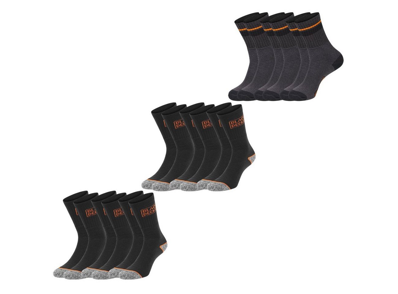 Black + Decker Sportsocken Black & Decker Essential Crew (9-Paar) Work Arbeitssocken im 6er 9er 12er Pack von Black + Decker