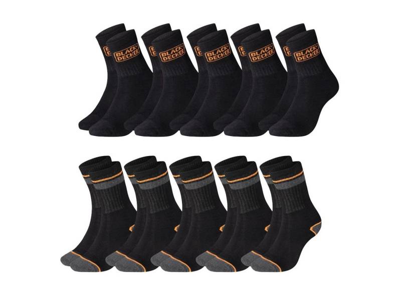 Black + Decker Sportsocken Heavy Fabric Crew (10-Paar) Work Arbeitssocken im 5er 10er 15er Sparpack von Black + Decker