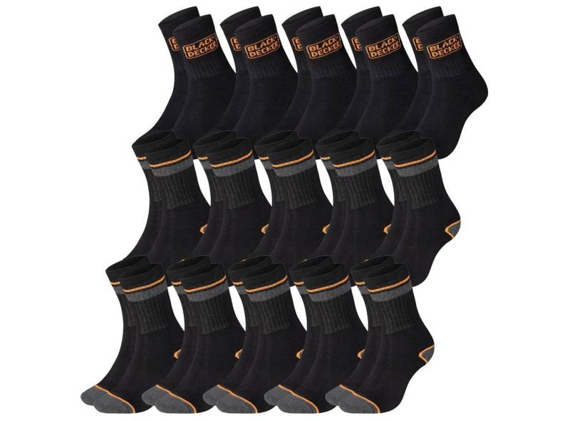 Black + Decker Sportsocken Heavy Fabric Crew (15-Paar) Work Arbeitssocken im 5er 10er 15er Sparpack von Black + Decker