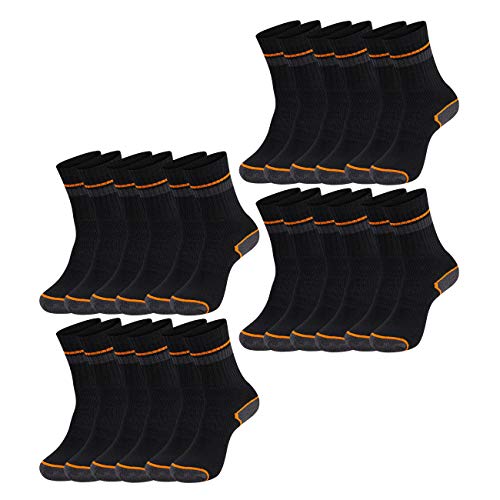 Black+Decker Unisex Herren Damen Arbeitssocken Essential Work Crew Socken 12er Pack Schwarz Grau Melange Baumwolle, Größe:47-49, Farbauswahl:12 Paar Grey/Black von Black+Decker