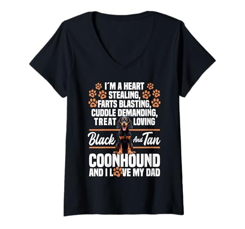 Damen Coonhound Hundeliebhaber Leckerli, Coonhounds, Schwarz und Hellbraun T-Shirt mit V-Ausschnitt Damen Coonhound Hundeliebhaber Leckerli, Coonhounds, Schwarz und Hellbraun T-Shirt mit V-Ausschnitt von Black And Tan Coonhound Graphic For Dog Enthusiast