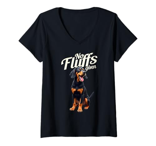 Damen Dog Lover Puppy Lover No Fluffs Coonhound, Schwarz und Hellbraun T-Shirt mit V-Ausschnitt Damen Dog Lover Puppy Lover No Fluffs Coonhound, Schwarz und Hellbraun T-Shirt mit V-Ausschnitt von Black And Tan Coonhound Graphic For Dog Enthusiast