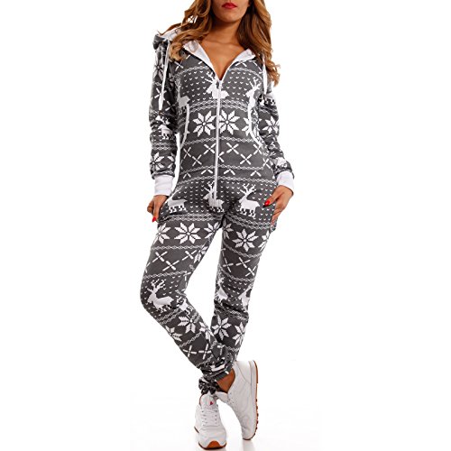 Black Angels Damen Winter Overall mit Kapuze – Norweger Einteiler mit Rentierprint | Jumpsuit Freizeitanzug für Zuhause & Outdoor – Reißverschluss | Stylischer Onepiece aus Baumwollmix Black Angels Damen Winter Overall mit Kapuze – Norweger Einteiler mit Rentierprint | Jumpsuit Freizeitanzug für Zuhause & Outdoor – Reißverschluss | Stylischer Onepiece aus Baumwollmix von Black Angels
