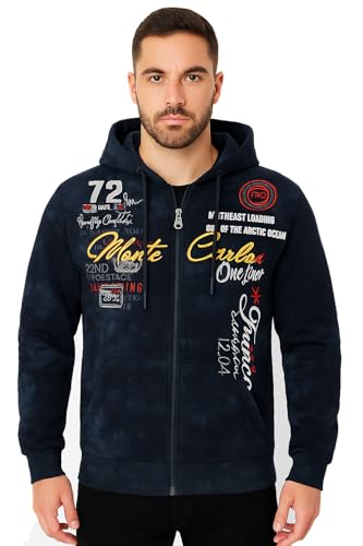 Black Angels Monte Carlo Zip Hoodie Herren – Kapuzenjacke mit Reißverschluss – Batik Sweatjacke – Langarm Hoodie – angenehmer Streetwear Stil von Black Angels