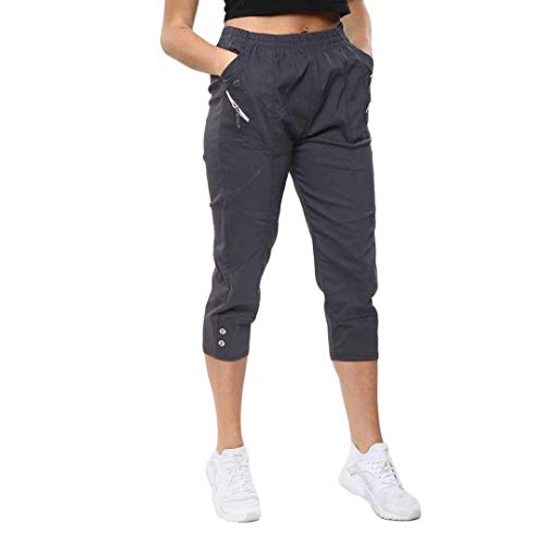 CherryBerry Damen-Caprihose, elastisch, Baumwolle, Stretch, 3/4-Hose, Größe 38-50, anthrazit, 48 von Black Berry