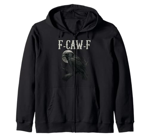 Black Crow F-Caw-F Full Moon Gothic Witchy Humor für Erwachsene Herren Kapuzenjacke von Black Bird Goth Crow Mystical Witchcraft Sarcastic