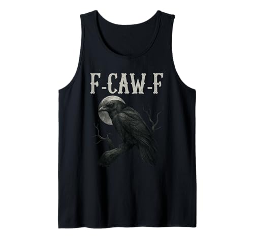 Black Crow F-Caw-F Full Moon Gothic Witchy Humor für Erwachsene Herren Tank Top von Black Bird Goth Crow Mystical Witchcraft Sarcastic
