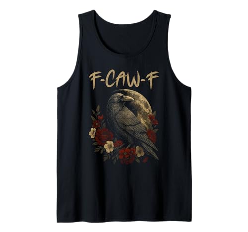 Black Crow F-Caw-F Full Moon Gothic Witchy Humor für Erwachsene Herren Tank Top von Black Bird Goth Crow Mystical Witchcraft Sarcastic