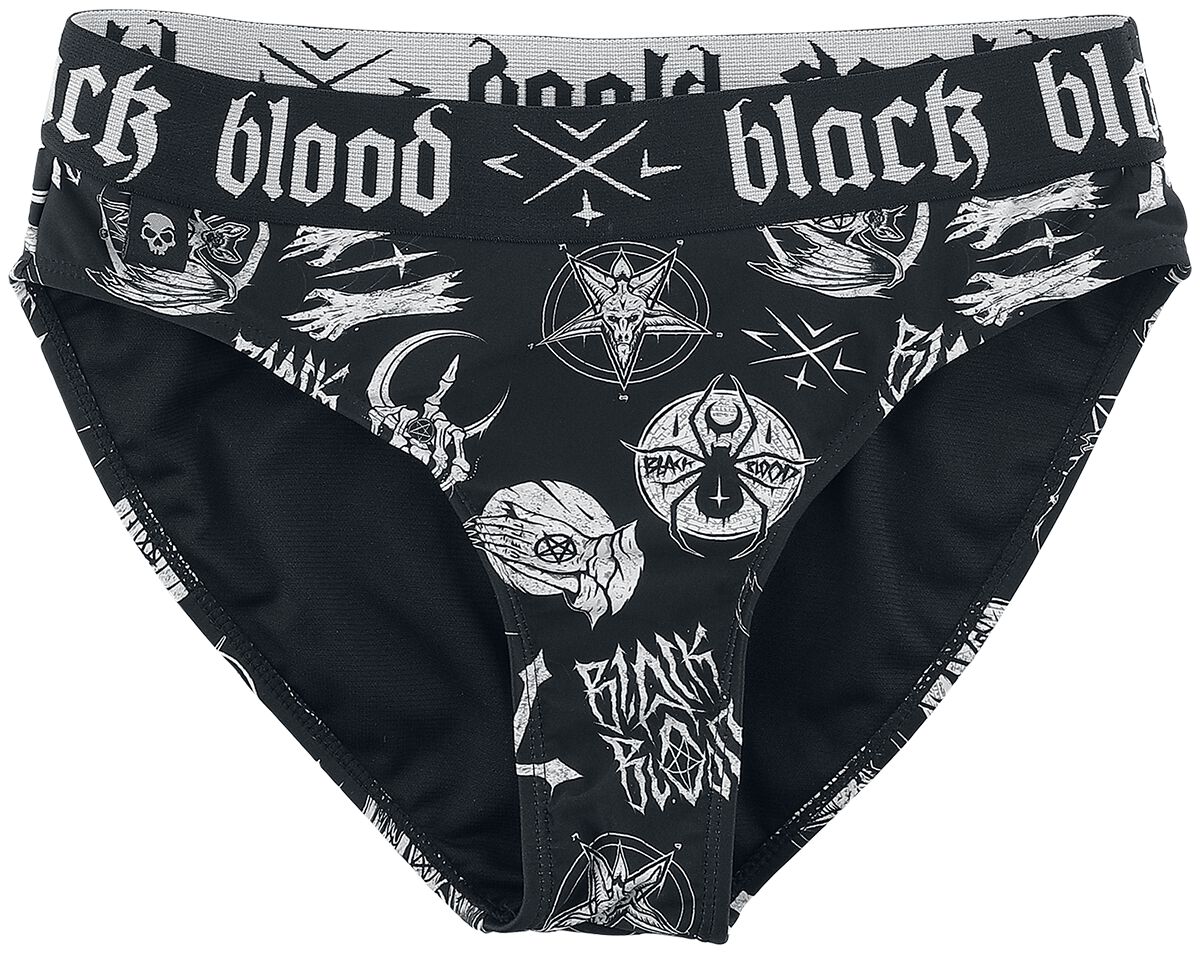 Black Blood by Gothicana Bikini-Unterteil - Bikiniunterteil mit Okkulten Symbolen - S bis XXL - für Damen - Größe S - schwarz von Black Blood by Gothicana