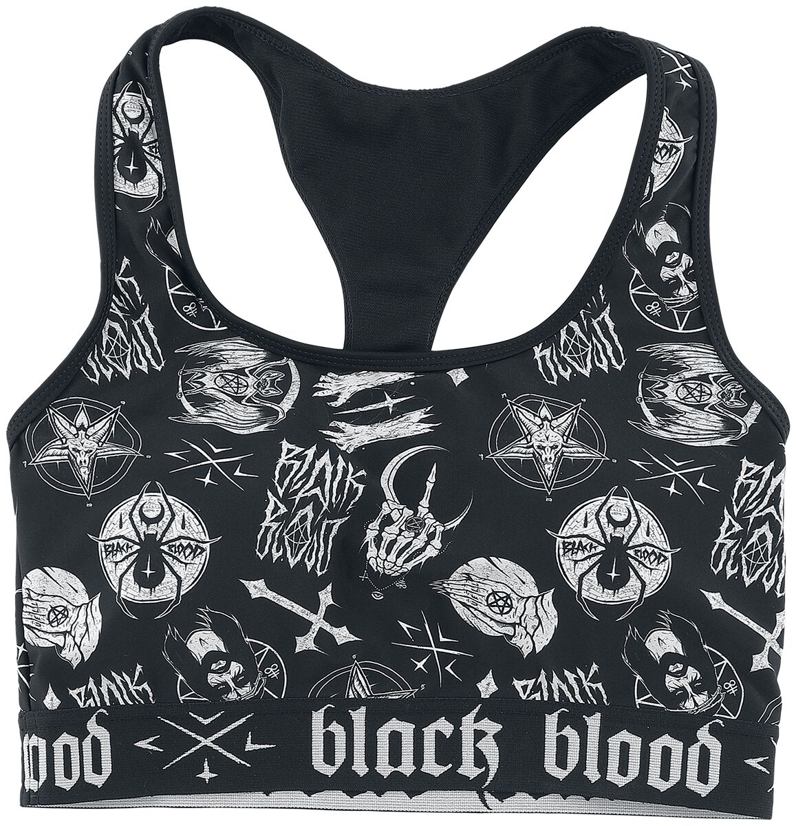 Black Blood by Gothicana Bikinioberteil mit Okkulten Symbolen Bikini-Oberteil schwarz in S von Black Blood by Gothicana