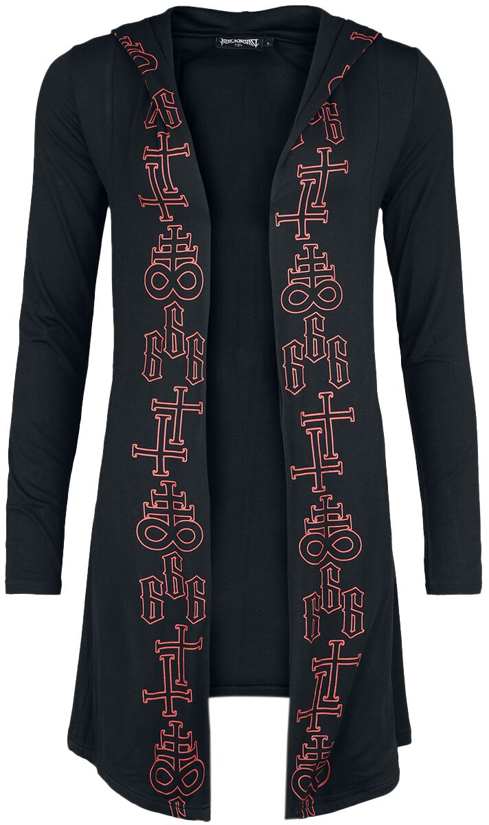 Black Blood by Gothicana Cardigan with printed Symbols and large Backprint Cardigan schwarz in L von Black Blood by Gothicana