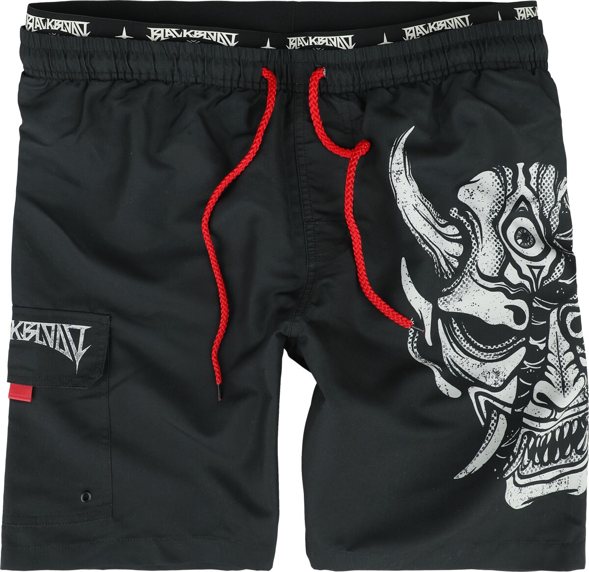 Black Blood by Gothicana - Gothic Badeshort - Swim Shorts With Devil Skull Print - S bis XXL - für Männer - Größe L - schwarz von Black Blood by Gothicana