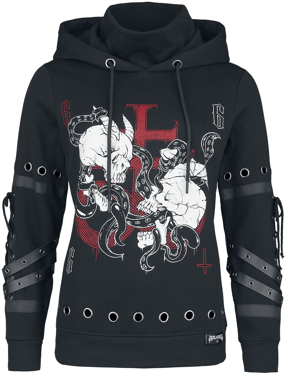 Black Blood by Gothicana Hoody with Straps and Eyelets Kapuzenpullover schwarz in L von Black Blood by Gothicana